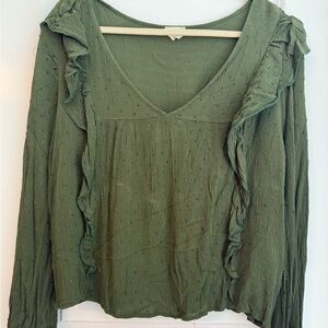 Green Ruffled Women's Top